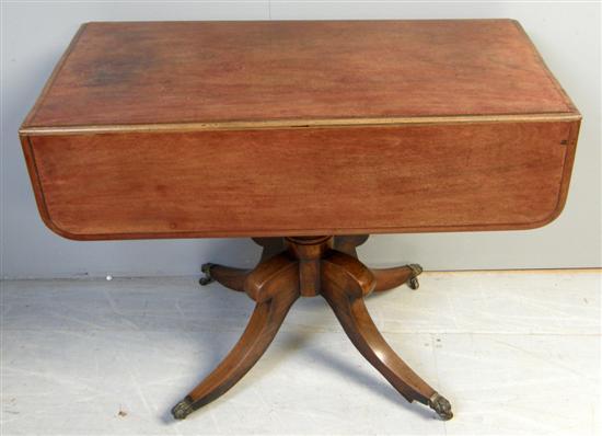 Appraisal: Regency mahogany centre pillar Pembroke table with one drawer and