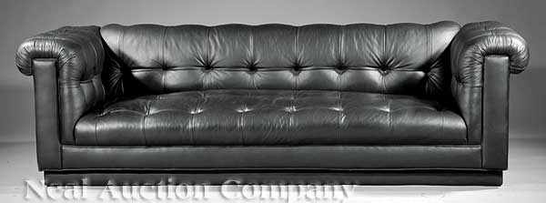 Appraisal: A Fine Leather Chesterfield Sofa button tufted frame rolled arms