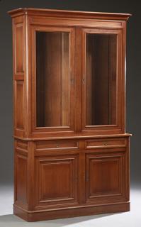 Appraisal: French Louis Philippe Style Carved Cherry Bookcase Cupboard early th