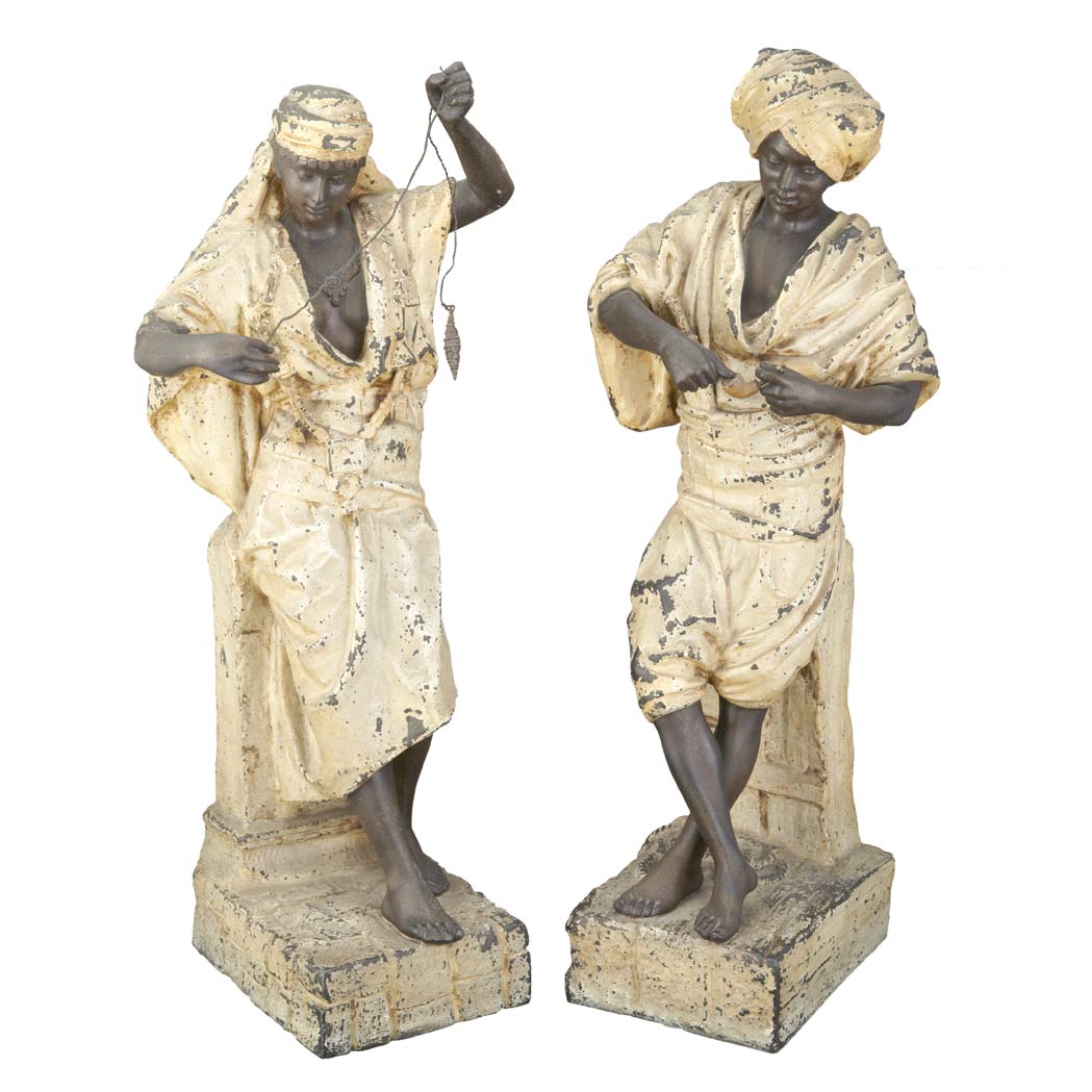 Appraisal: Pair of French Cold Painted Spelter Figures of an Orientalist