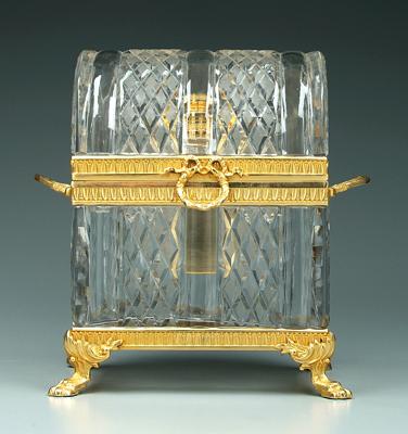 Appraisal: Baccarat style decanter set in hinged and domed box ormolu