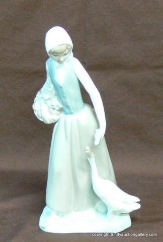 Appraisal: NAO Lladro Girl with Duck Figurine - Authentic - NAO