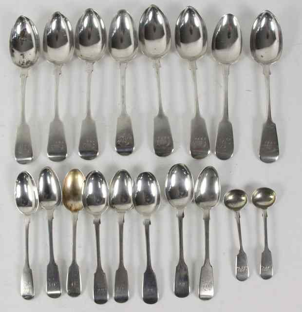 Appraisal: A set of six Victorian silver fiddle pattern dessert spoons