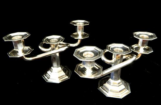 Appraisal: SILVER Margraf Co Germany pair of three-light candelabra marked octagonal