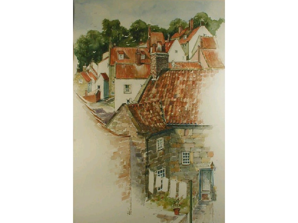 Appraisal: A watercolour drawing - Red Roofs over Robin Hood's Bay