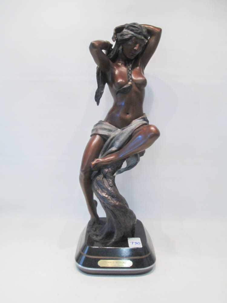 Appraisal: AUSTIN BARTON BRONZE SCULPTURE Oregon born Summer Morning Native American