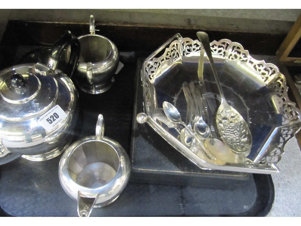 Appraisal: A tray lot of EP - tea service basket cased