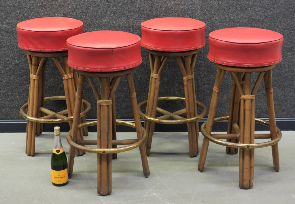 Appraisal: PC MCM TIKI BAR BAMBOO STOOL SET United States th