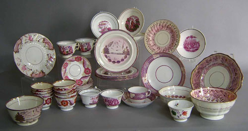 Appraisal: Large group of pink luster th c