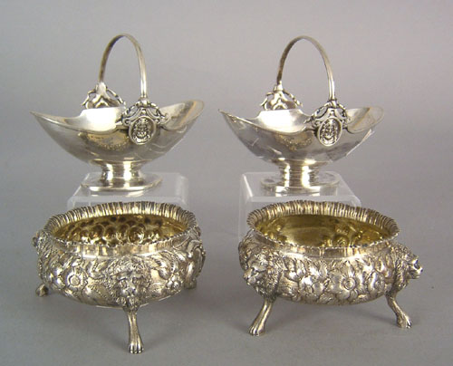 Appraisal: Two pair of coin silver salts th c by Andrew