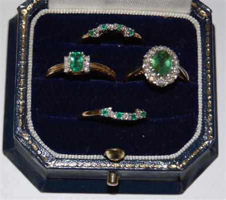 Appraisal: A ct gold mounted emerald and diamond set suite of