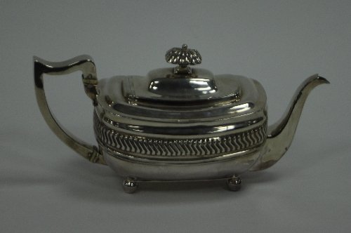 Appraisal: A George III silver teapot W B London with reeded