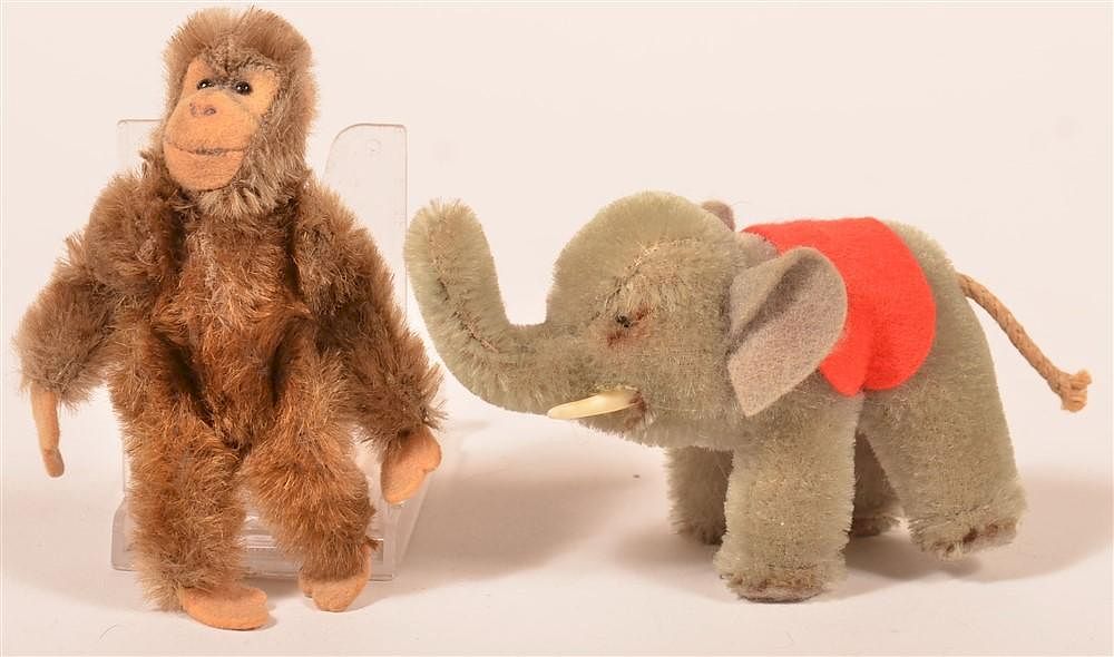 Appraisal: Two Unsigned Schuco or Steiff Mohair Animals Two Unsigned Schuco