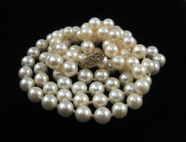 Appraisal: OPERA LENGTH WHITE PEARL NECKLACE measuring inches in length and