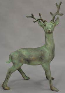 Appraisal: Cast iron outdoor garden deer statue young buck ht in