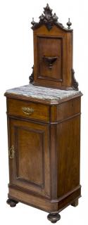 Appraisal: ITALIAN MAHOGANY BEDSIDE CABINET WITH MARBLE TOP Mahogany bedside cabinet