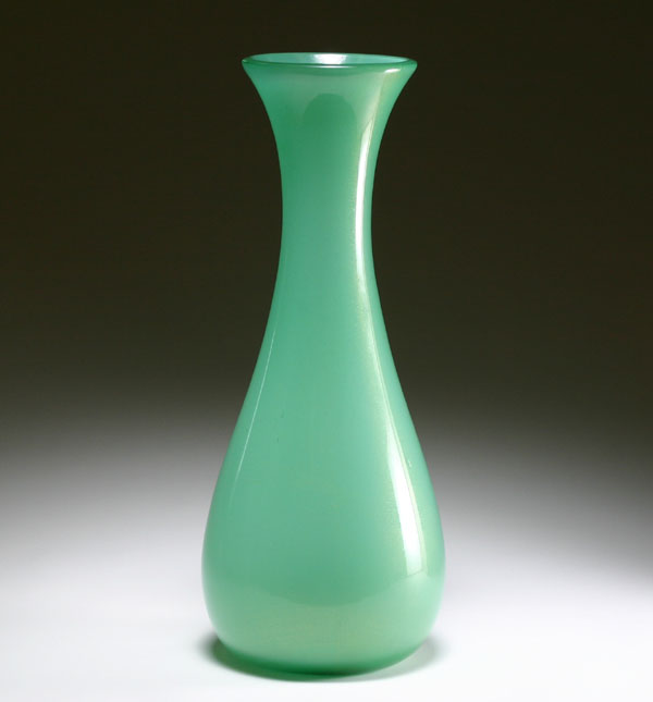 Appraisal: Monumental Archimede Seguso Murano green art glass vase inches Massive