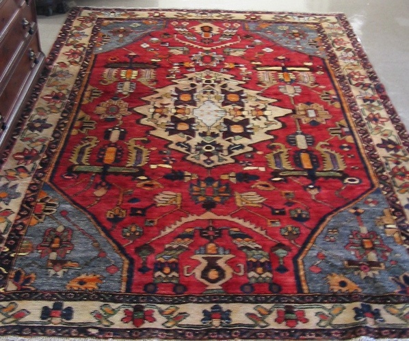 Appraisal: PERSIAN HAMADAN CARPET stylized floral and floral medallion design on