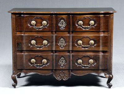 Appraisal: Louis XV provincial walnut commode carved and serpentine fa ccedil