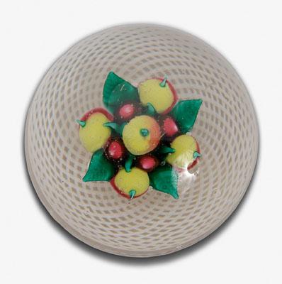 Appraisal: New England paperweight symmetrically arranged group of fruit with green