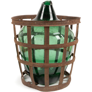 Appraisal: A Wine Fermenting Bottle with Iron Frame th Century Height