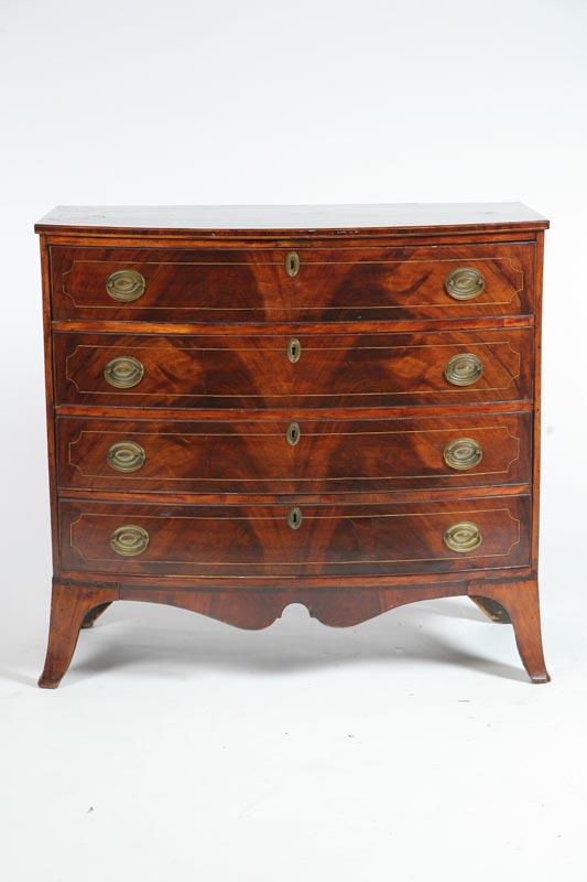 Appraisal: HEPPLEWHITE BOW FRONT CHEST OF DRAWERS American late th-early th