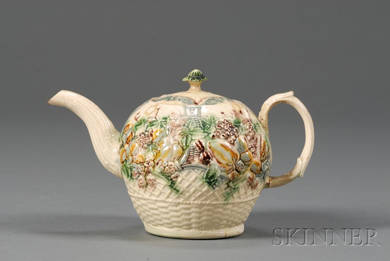 Appraisal: Staffordshire Lead Glaze Creamware Teapot and Cover England c probably