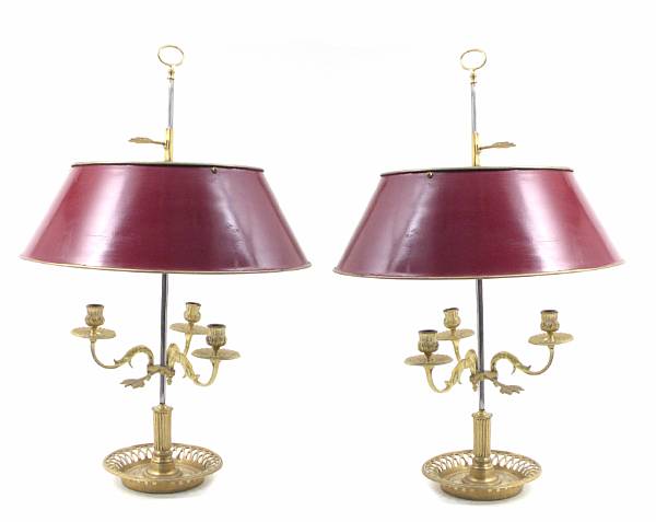 Appraisal: A pair of Louis XVI style gilt bronze and steel