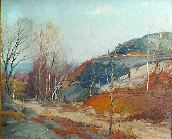 Appraisal: George A Renouard American - Autumn landscape unsigned oil on