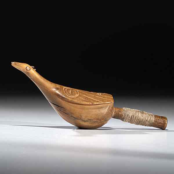 Appraisal: Nuu-chah-nulth Grouse Wooden Rattle knife-split and carved of two pieces