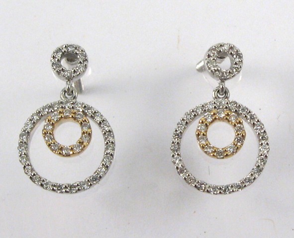 Appraisal: PAIR OF DIAMOND PENDANT EARRINGS each yellow and white gold