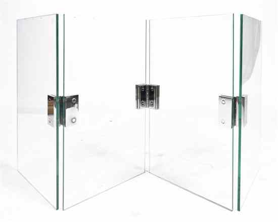 Appraisal: A Four-Panel Glass and Chrome Fire Screen having four rectangular