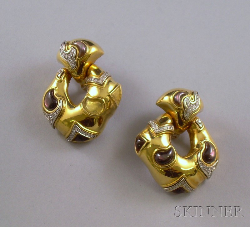 Appraisal: Pair of kt Gold Gem-set Earrings total dwt losses