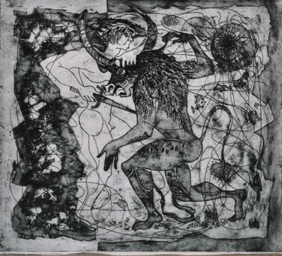 Appraisal: ELAINE HAXTON - Theseus and the Minotaur etching second state