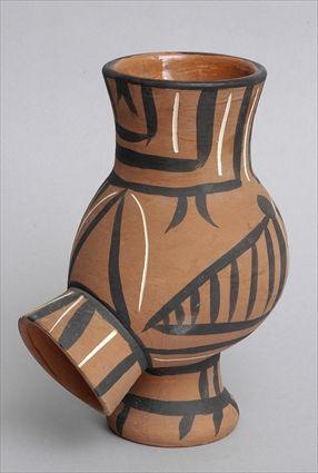 Appraisal: PABLO PICASSO - BIRD-FORM POT Painted and incised ceramic vessel