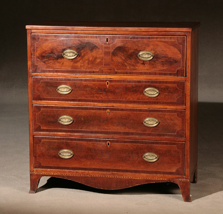 Appraisal: Federal Crossbanded and Inlaid Figured Mahogany and Cherry Butler's Desk