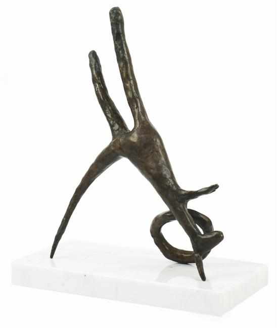 Appraisal: John Kelly born Thrusting Form bronze sculpture with granite base