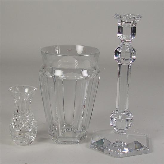 Appraisal: Three Pieces of Crystal Baccarat France vase with wide panel