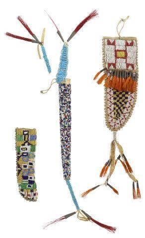 Appraisal: lot of Native American Sioux beaded knife sheaths early th