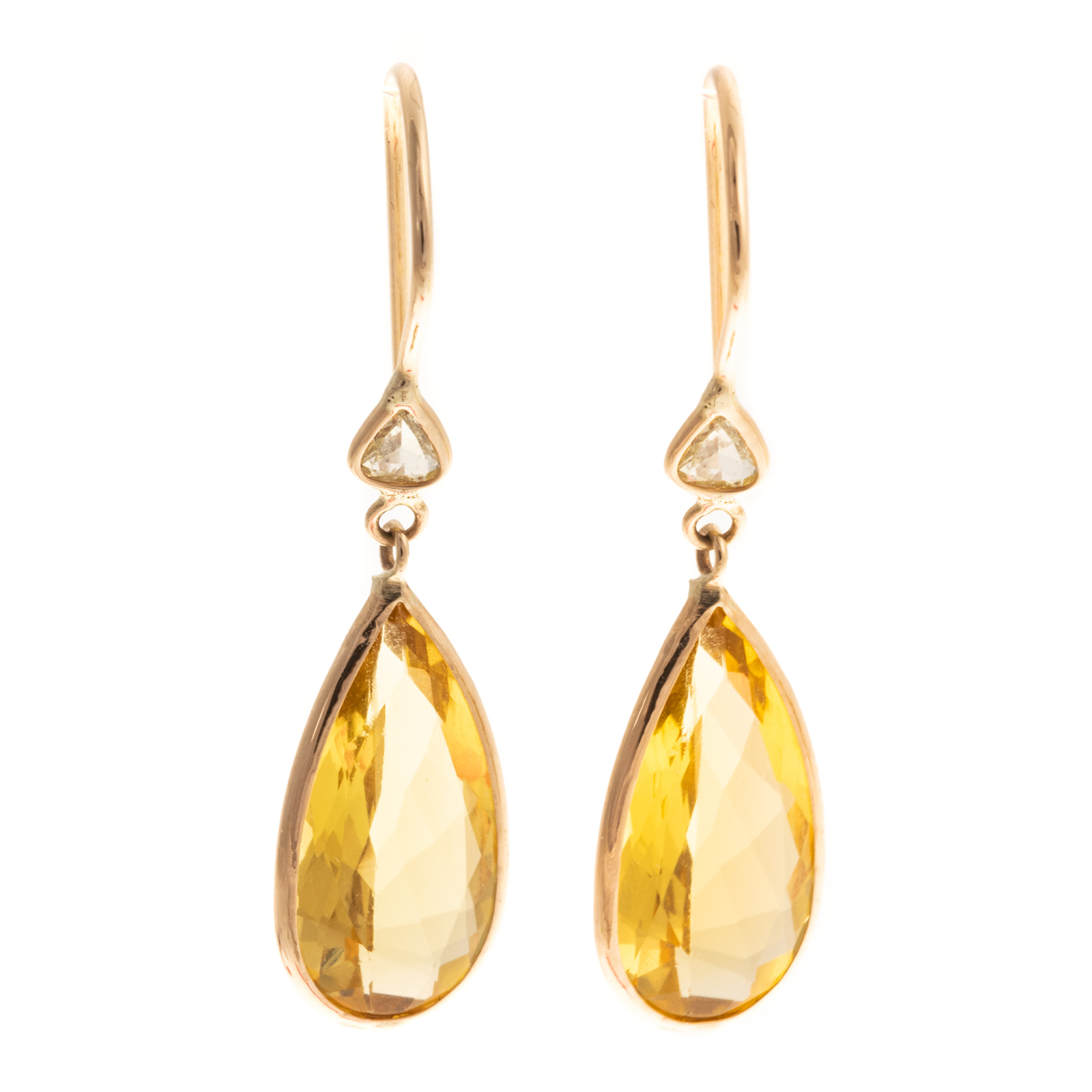 Appraisal: A PAIR OF YELLOW BERYL DIAMOND EARRINGS IN K K