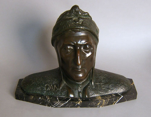 Appraisal: Patinated bronze bust of Dante h x w