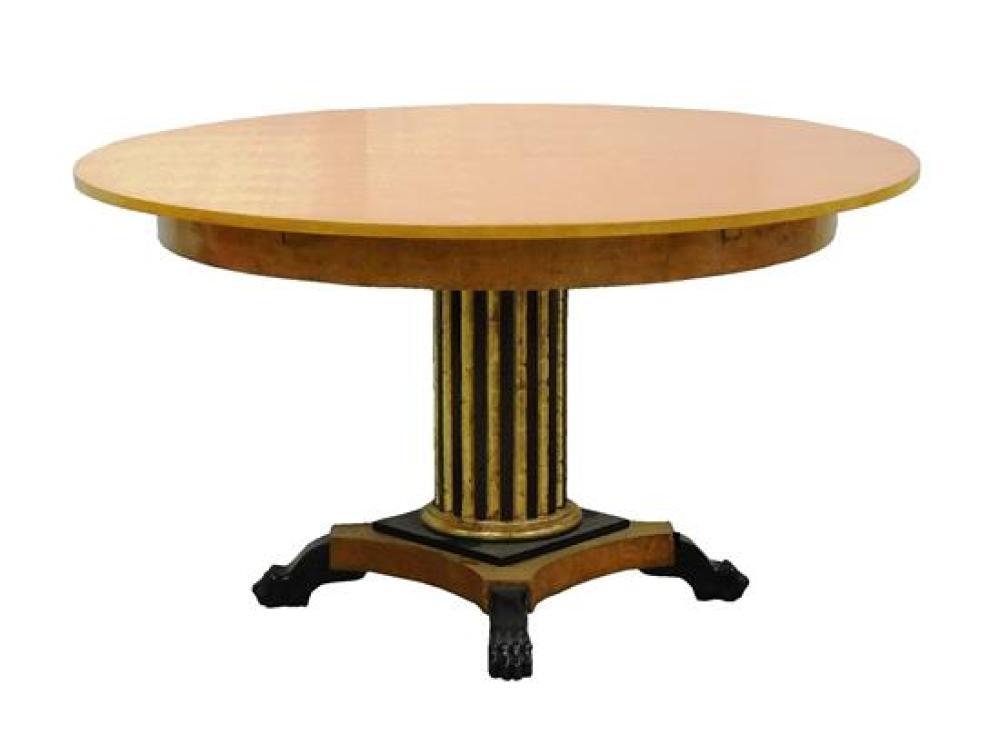 Appraisal: Biedermeier dining table th C satin birch with ebonized accents