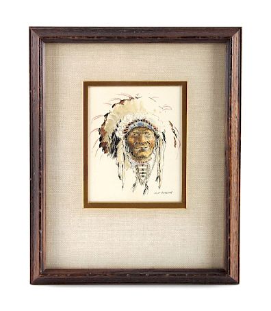 Appraisal: Original Robert Morgan Blackfoot Chief Painting This is an original