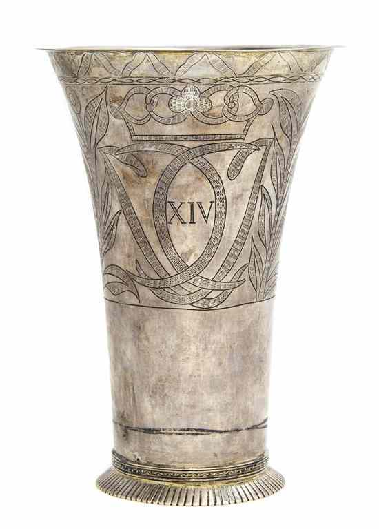 Appraisal: A Swedish Silver Vase Lindquist of tapering cylindrical form with