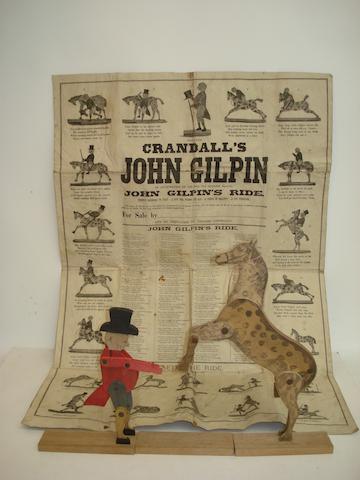 Appraisal: Crandall's 'John Gilpin's Ride' wooden articulated horse and rider toy