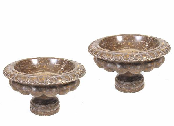 Appraisal: A pair of brown marble tazzas height in diameter in