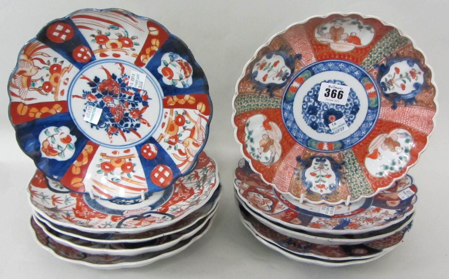 Appraisal: A group of ten Japanese Imari fluted plates Meiji period