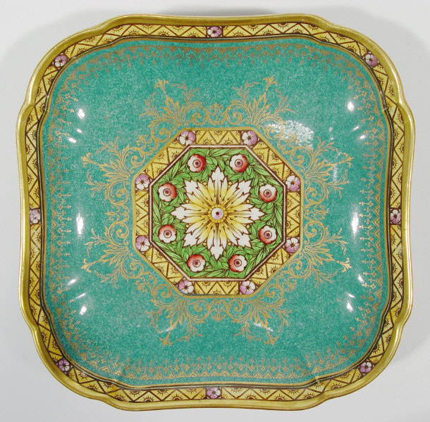 Appraisal: Square Minton china bowl hand coloured and gilded with stylised