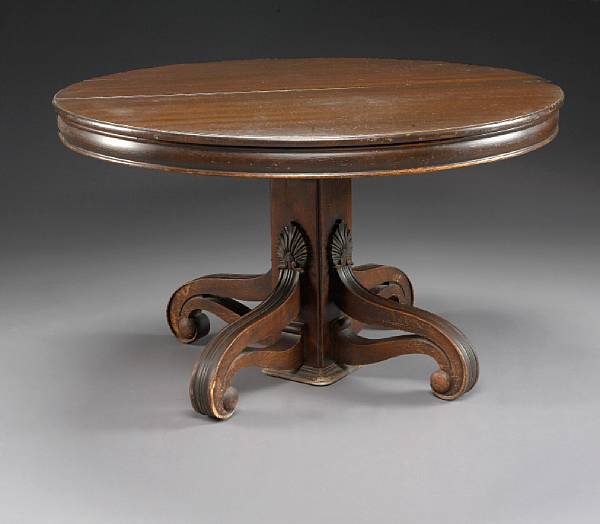 Appraisal: A Classical Revival oak pedestal extension dining table early th