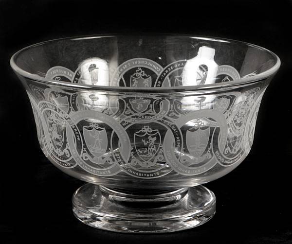 Appraisal: A commemorative glass center bowl retailed by J E Caldwell